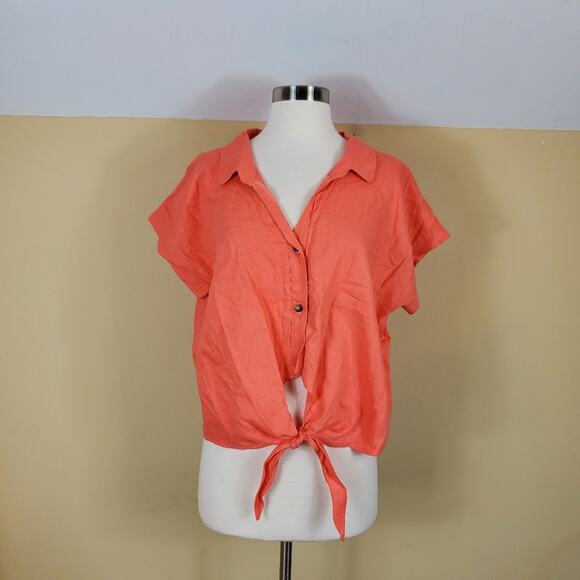Show Me Your Mumu Coral Front Tie Top Size S - Picture 1 of 7